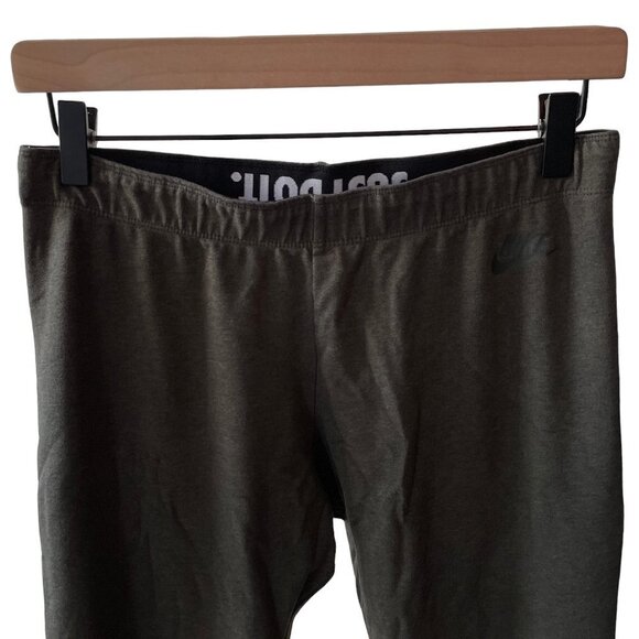 Nike Just Do It Leggings Logo Band Just Do It Pant Leg Text Olive Green Stretchy - Picture 5 of 12